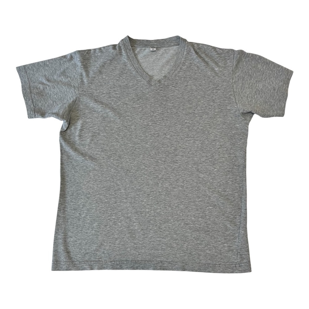 Uniqlo Men's V-Neck Short Sleeve Tee - Light Gray Heather
